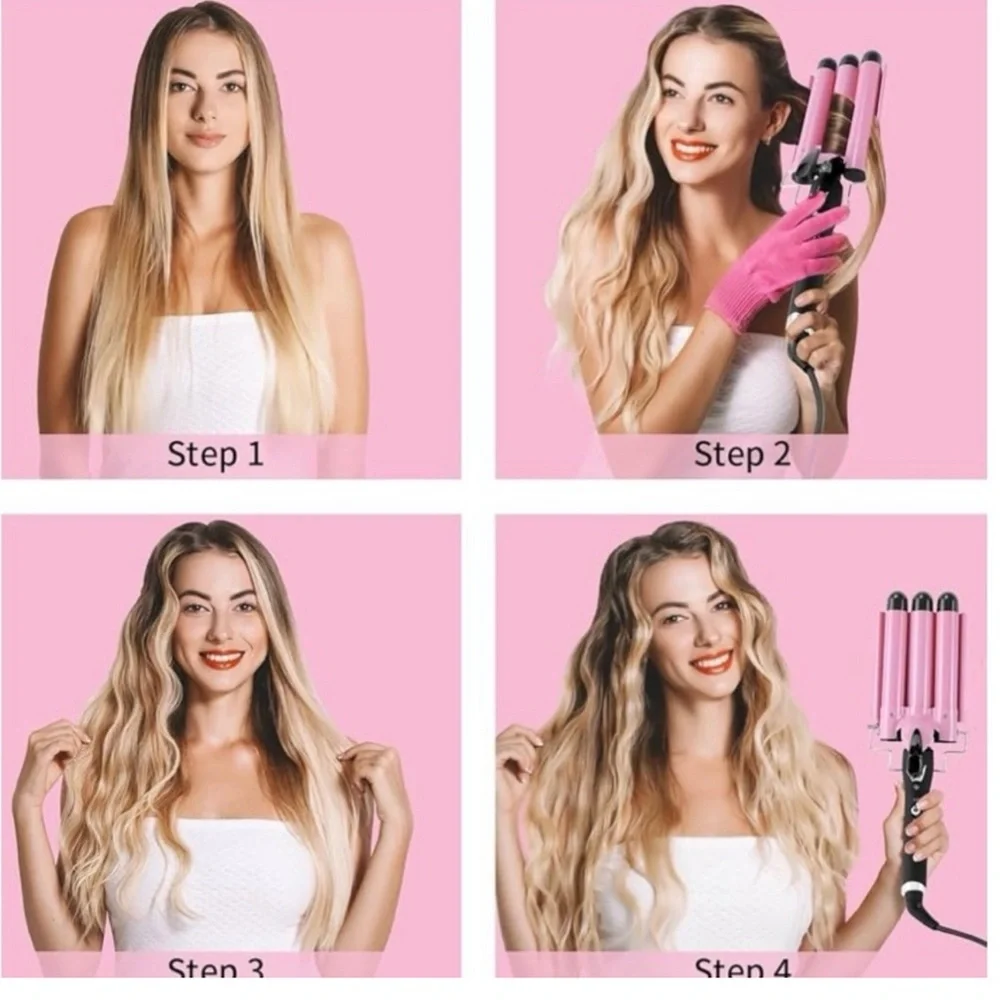 3 Barrel Curling Iron Hair Three Barrels Hair Waver‎ - 1 inch Curler Wand